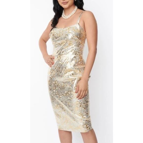 slim fit dress slacks Burnished Gold 1950s wiggle dress – This Old Thing Vintage Clothing and  Decor main image 1